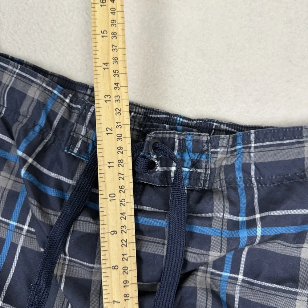 Ocean Pacific OP Men's‎ XL Navy Plaid Cargo Swim Trunks Board Shorts Mesh Lined